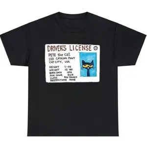 [Sale up to 50%], [Free Ship] Funny Pete the Cat Parody Shirt, Cute Cartoon Driver Tee, Childhood Memories Graphic T-Shirt, Back to School Gift, Unisex Cute Tee