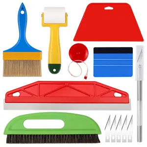Wallpaper Smoothing Tool Kit - 13Pcs Peel and Stick Hanging Tools - Contact Paper & Vinyl Application Set with Squeegee Smoother, Seam Roller & Wallpaper Brush