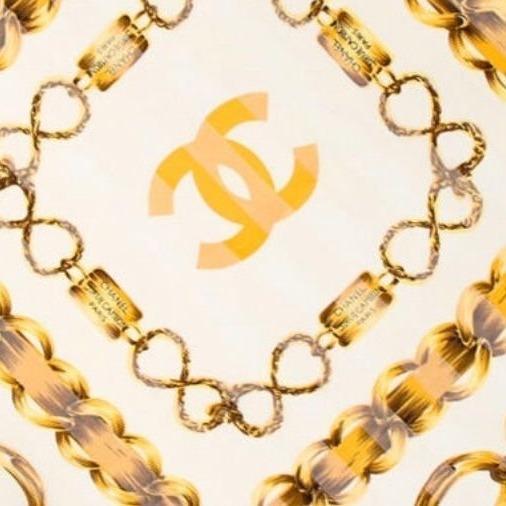 Pre-owned Silk Scarf Chanel Cream/Yellow "31 RUE CAMBON PARIS". #275