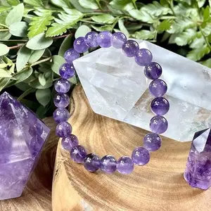 DIY Amethyst Bracelet Bead Spiritualism Crystal Tiger Eye Stone Rutile Gemstone Bracelet Chakra Activated Third Eye Crown Calming Soothing Enhancing Wisdom Elevating Charm