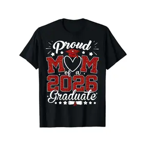 Proud Mom of A 2026 Graduate Senior Class of 2026 Graduation T-Shirt, Unisex - Fall Winter, Halloween, Christmas, Thanksgiving Day, Veterans Day Graduation Season Gifts for Parents, Friends, Family And Coworkers(Only Shirt)