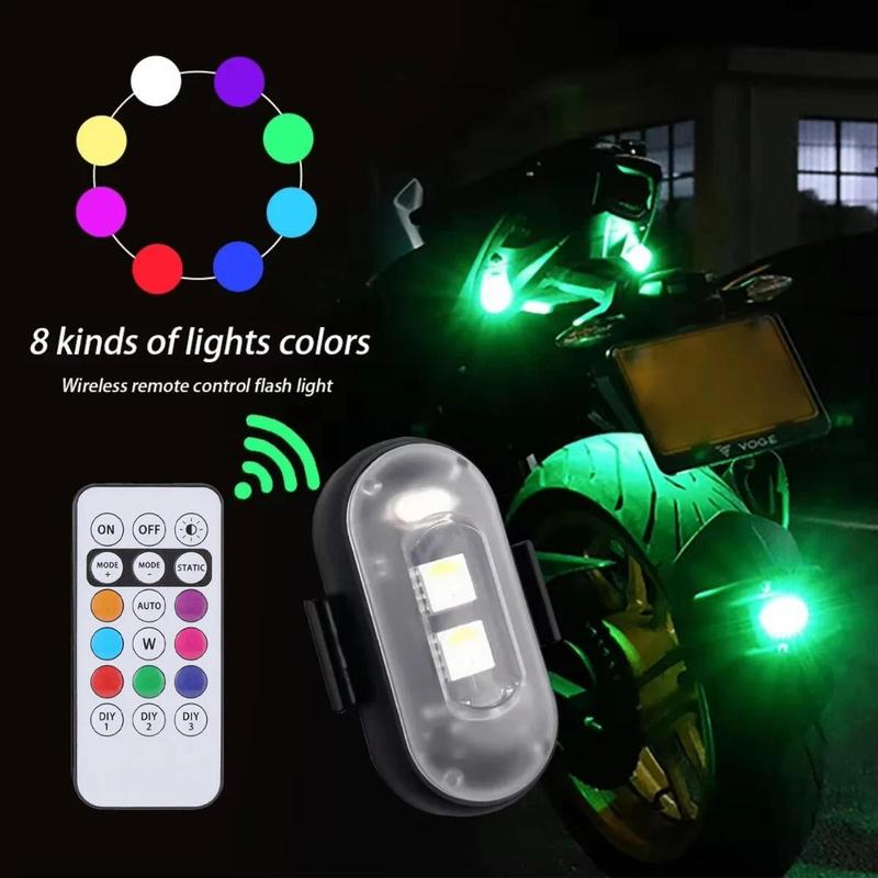 12/18/24Pack Wireless LED Strobe Lights with Remote Control, 8-Color and 10-Model USB Charging Waterproof Anti-Collision LED Emergency Warning Lights Wireless Rock Lights for Cars Drone Aircraft Motorcycle Bike