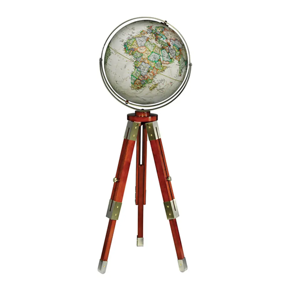 Replogle National Geographic Eaton III 16" Dia. Antique Raised Relief Floor Globe - Made in USA, Adjustable Hardwood Tripod, Gyro-Matic Meridian, 18"w x 16"d x 41.25-52.25h, STEM Educational Decor, Office Supplies, Manufacturer Warranty
