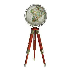 Replogle Made in USA Eaton III 16″ Antique Raised Relief Floor Globe – National Geographic Collection, Adjustable Hardwood Tripod, Gyro-Matic Meridian, Educational Home & Office Decor, STEM Learning Globe