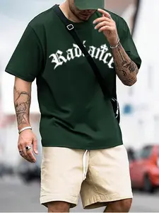 Men's Regular Fit Letter Print Short Sleeve Tee, Casual Comfy Round Neck T-Shirt for Daily Wear, Men's Top for Summer