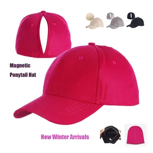 Women's Solid Winter Beanie & Baseball Cap Set with Magnetic Closure, Stylish & Practical for Ponytail, Perfect for Running, Workouts & Outdoor Activities, Ideal Gift.Black Friday.Christmas gift