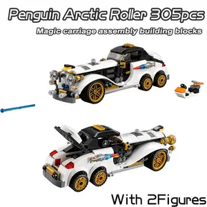 305pcs Super Heroes Series Penguin Arctic Roller Building Blocks Batmobile Bat Chariot Bricks Toys For Boys Birthday Gifts 7128