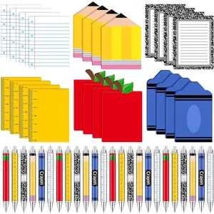 48 count End of Year Teacher Gifts Bulk Cute Composition Notepads and Ballpoint Pens with Ribbon Inspirational  to School Thank You Gifts for Teacher, Student, Staff, Coworker