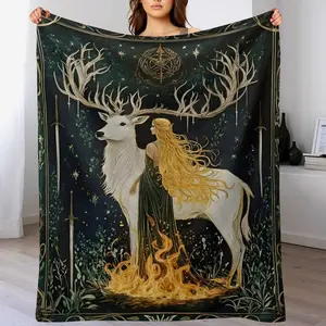 Soft Flannel Glass Throne Blanket - Unique Print, Contemporary Look, Book Lover Decorative Throw, Ideal for Sofa and Bed, Textiles & Soft Furnishings Bedding Linen