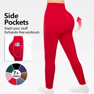 【LIVE STREAM ONLY】XSL26048 High Waist Yoga Pants Women V-shape Back Side Pocket  Stretch Sweat-wicking Anti-slip Athletic Leggings Squat Proof pants