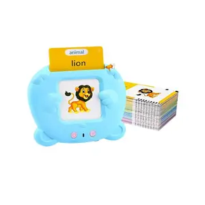 Interactive Blue Kids Educational Toy with Flash Cards – Learn Animals & Vehicles with Realistic Sounds – Talking Learning Machine for Toddlers & Preschoolers, Cute Cartoon Fun Early Learning