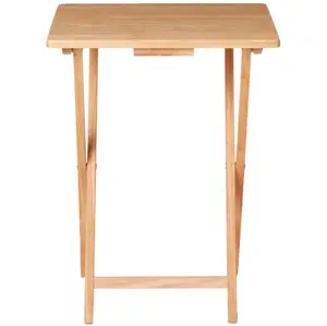 Rubberwood Folding TV Tray Table, Indoor Furniture TV Side Table for Living Room Multimedia Use