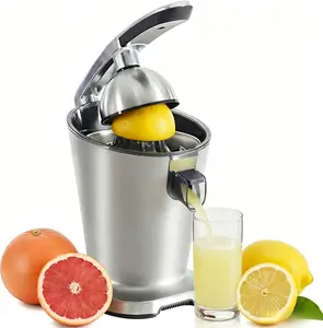 Electric Automatic Citrus Juicer Soft Grip Handle Orange Lemon Lime Grapefruit Juice Extractor Auto Shut Off Function Detachable Dishwasher Safe Components Fruit Squeezing Machine Household Kitchen Drink Maker Silver
