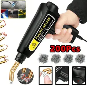 70W plastic welding repair kit, hot melt nail gun plastic repair tool, car bumper crack repair kit with 200 pieces of 4 types of hot melt nail pieces