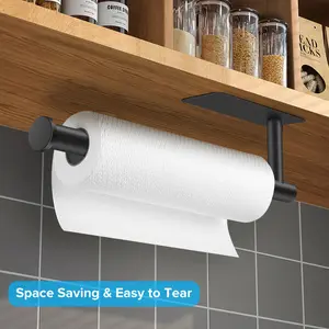 Small Space Organizer Wall-mounted Punch-free Paper Towel Holder Space-saving Kitchen Organizer Stainless Steel Roll Paper Organizer Storage Holder Home Organizers for Kitchen & Bathroom Household Items - Plastic Aluminium Installation Smooth Sticker