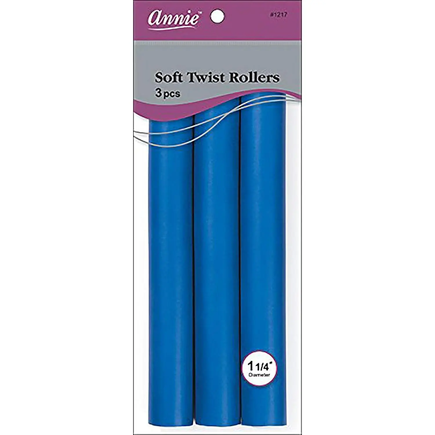 ANNIES Soft Twist Rollers, 3-Count Flexible Plastic Rollers for Wavy Styles on Dry or Normal Hair, 1.25 Inch Diameter, Haircare, Hair Styling Tool, Curling Hair Rollers