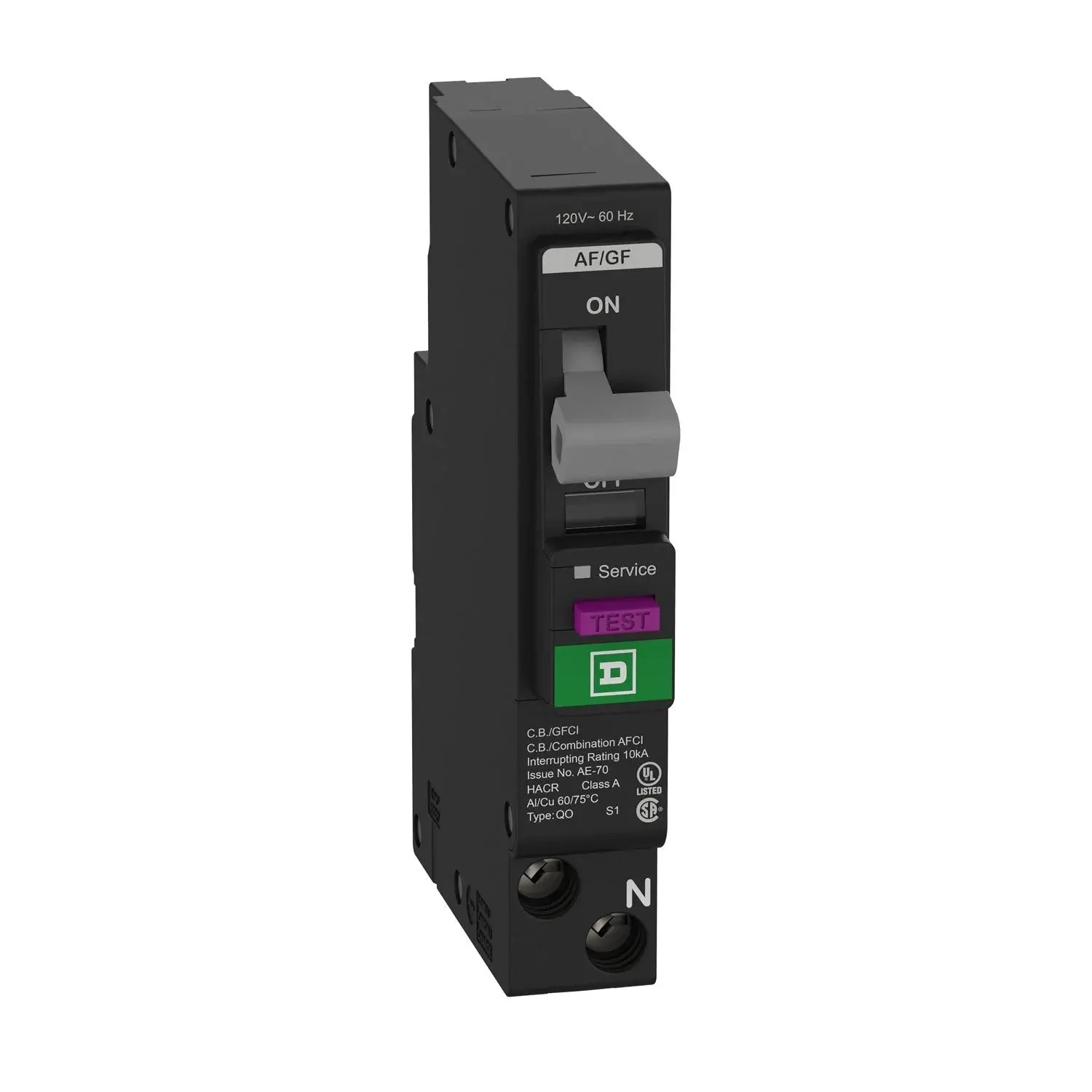 Square D QO QO120PAFGF 20A Single-Pole 120V Dual-Function AFCI/GFCI Circuit Breaker