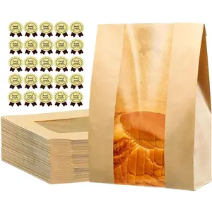 Bread Bags -Sourdough Bread Bag for Homemade Bread with Window, 50% Thicker Large Bakery Bags for Storage Cookies & Snacks with Sealing Stickers 25 count