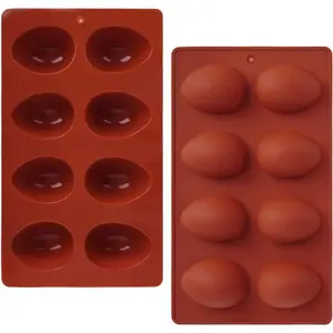 2Pcs 8-Cavity Silicone Easter Egg Molds, Egg Shaped Cake Pop Mold, Baking Supplies for Making Chocolate Jello Candy