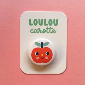 Red apple button badge / cute button badge / Kawaii button badge