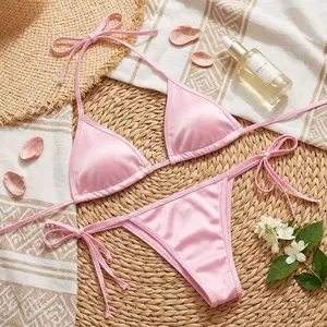 Men's Bikini Halter Bra Briefs Sissy Nightwear Lingerie Set with Tie Side Pouch Panty - Crossdressing Swimsuits Comfortable Breathable Fabric Perfect for Nightwear Lingerie Underwear Set Fashion Style