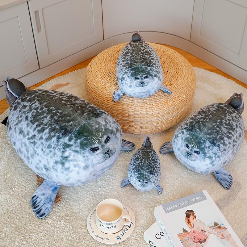 Cute Fat Seal Plush Toy with Baby, Soft Stuffed Animal Pillow, Perfect Gift for Kids and Adults, Comfortable Hugging Companion