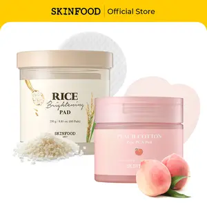 [SKINFOOD Official] Rice + Peach Toner Pad Duo | Dewy Glow Pads & Blurring Matte Pads, Korean Skincare Face Toner for Glass Skin & Soft Matte Skin, Pore Tightening, Hydrating, ZINC PCA, 60+70 Pads (Total 130 Pads)