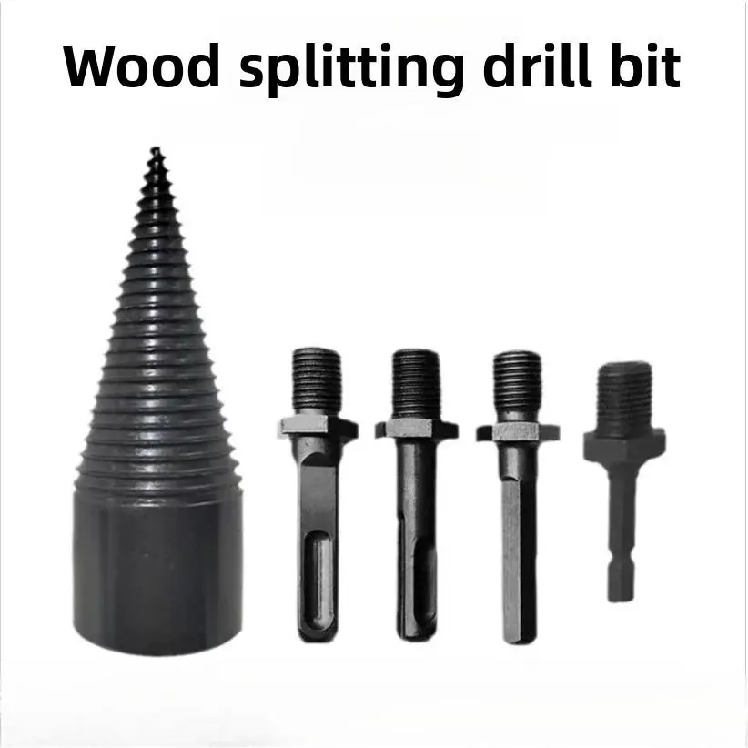 Firewood Splitter, Wood Splitter, Simple Wood Splitter with Detachable Drill Bit, Heavy-Duty Electric Drill Screwdriver with Detachable (Round Handle/Square Handle/Hexagonal Handle) (Black)