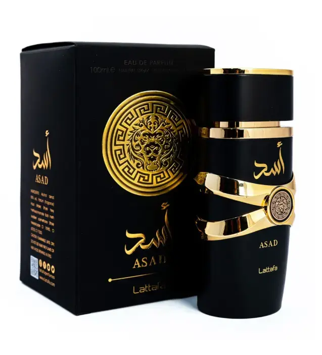 Men's Lattafa Asad Luxurious Alcohol-Based EDP Perfume Bottle (3.4Oz/100ml) - Spicy Woody Cedarwood Fragrance, Bold Confident Male Wear Scent, Spray on Skin, Ideal Anniversary Gift