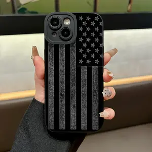 Phone Case: Vintage solid-color American flag pattern matte phone case, skin-friendly touch, full camera protection, shockproof, suitable for iPhone 17/16/15/14/13/12/11/X/XS/XSMAX/16E/12.13MINI, a holiday gift for friends, family, and yourself, Cover, Ac