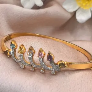 24k gold plated hook bracelet with multicolor stones. PMB37