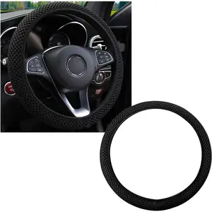 Elastic Stretch Steering Wheel Cover, Soft Microfiber Breathable Ice Silk, Universal 15 Inch Anti-Slip Auto Steering Wheel Protector, Fit , SUV, Van, Sedan,  (Black)