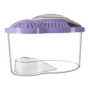 Portable Turtle Tank with Handle – Small Basking Platform Habitat with Escape - Proof Lid, Transparent Eco Container for Baby Turtles, Hamsters & Reptiles. Handheld Design for Home/Outdoor Use, Perfect Starter Kit for Children & Pet Lovers