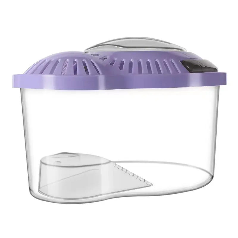 Portable Plastic Turtle Terrarium - Handheld Design, Small Basking Platform, Escape-Proof Lid, Transparent Eco Container (249g/454g), Large Starter Kit for Baby Turtles, Hamsters, Pet Lovers