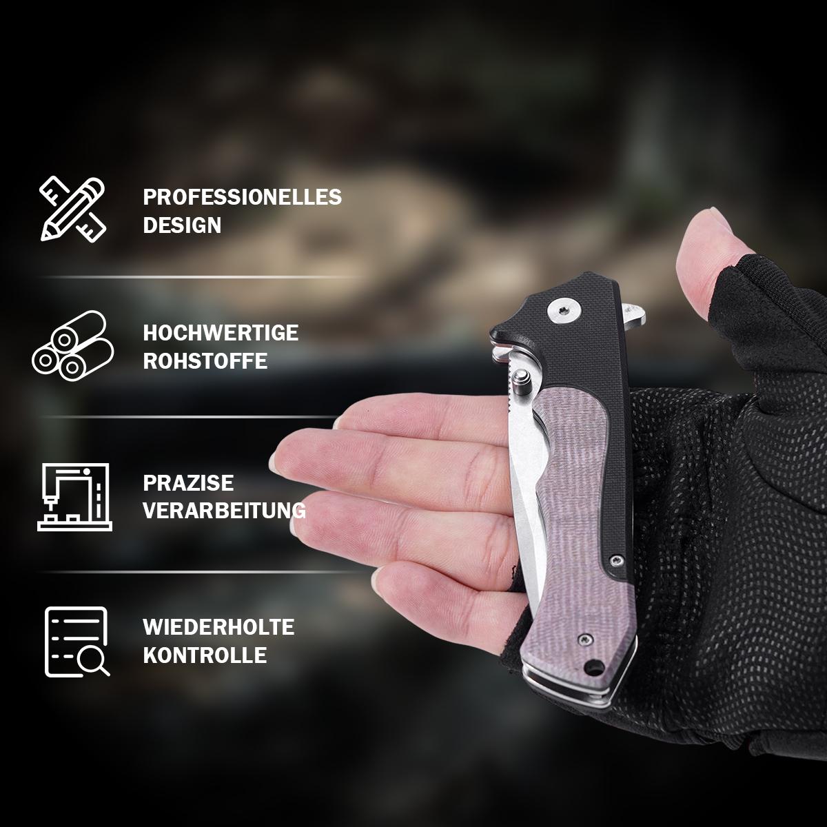 Stonewashed Stainless Steel Folding Knife, Must-Have Survival Gear for Outdoor Adventures