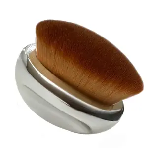Foundation Brush Palm Makeup SOFT Kabuki Dome Shaped Face Body Shimmer SPF Blush Bronzer Highlighter Blending Self-Tanner Buffing Liquid Powder Cream Streak-Free Cosmetic Application - SILVER