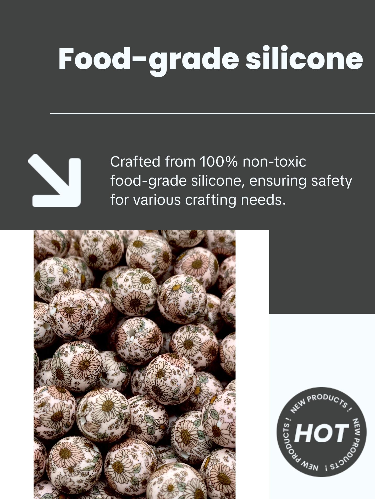 Shine Bright Like A Sunflower Printed Silicone Beads | Sunflower Beads | Flower Beads