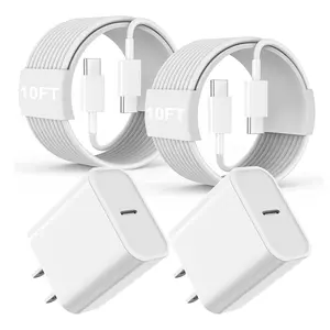 iPad Fast Charger,2Pack iPad Pro Charger 10FT Long USBC to C  iPad Cord 20W USB C Charger iPad  Block for iPad 10,iPad mini 6/A17 Pro,iPad Air/iPad Pro 13/12.9/11inch 2020/2021/2022/2024