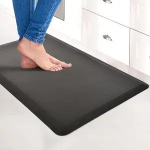 Anti Fatigue Mat - 1/2 Inch Cushioned Kitchen Mat - Non Slip Foam Comfort Cushion for Standing Desk, Office or Garage Floor (17.3"x28", Black)