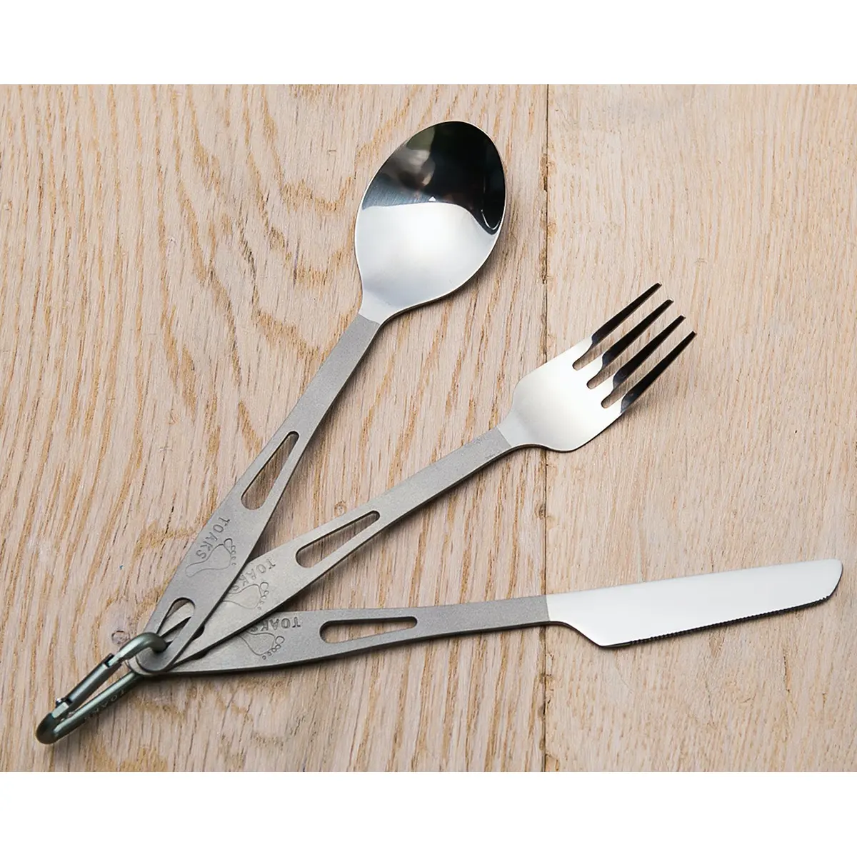TOAKS Titanium 3-Piece Cutlery Set SLV-02 - Outdoor Camping Fork, Knife & Spoon