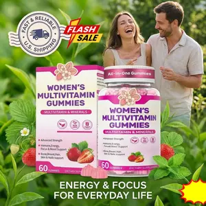 All-in-One Women's Multivitamin Gummies with Complete Vitamin & Mineral Complex, Herbal Blends for Energy, Overall Health, High Potency Hair Skin and Nails, Strawberry Flavor, 60 Count