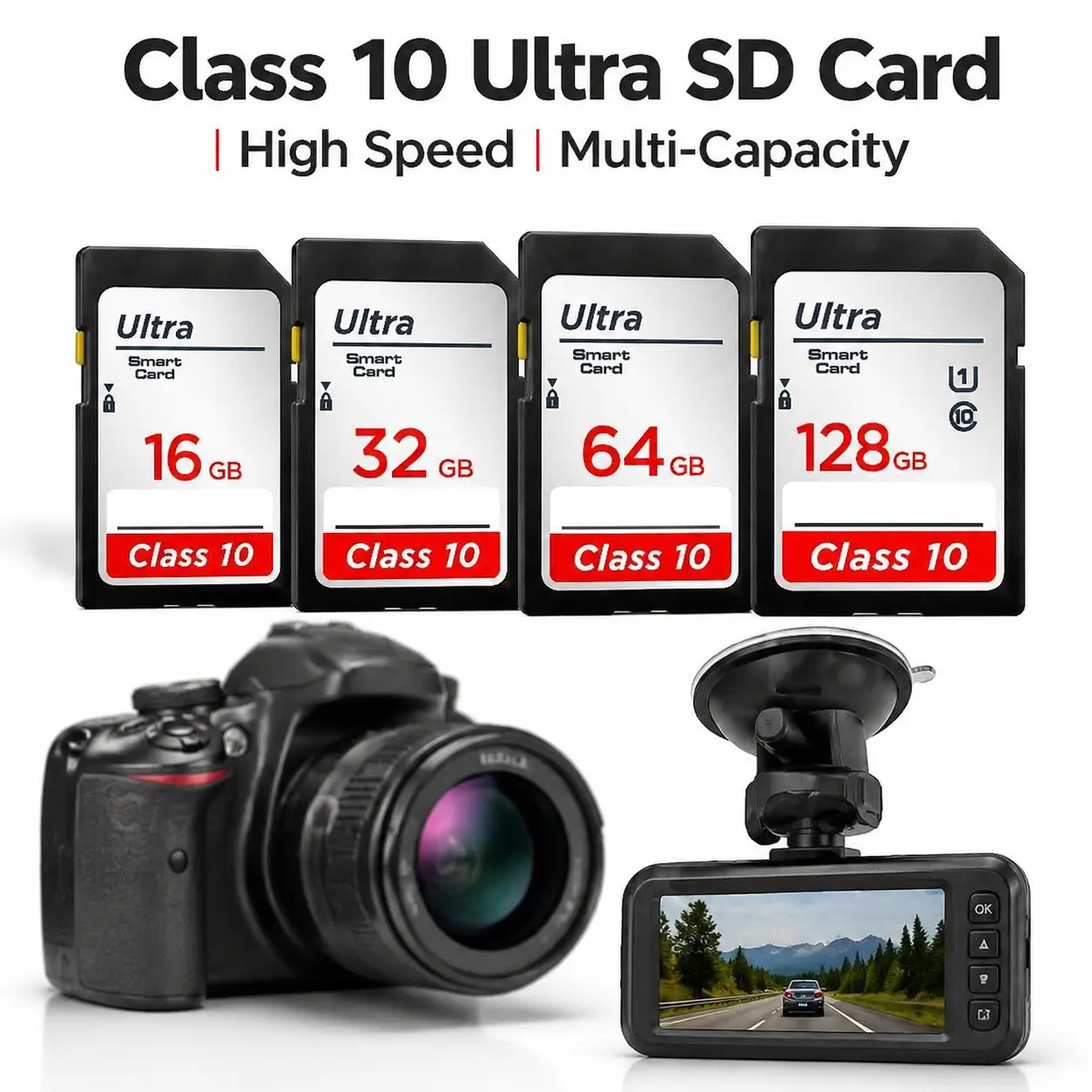 High-Speed Class 10 Full HD Video Flash SD Memory Card (16GB,32GB,64GB,128GB,256GB) V10 Normal Size, Camera Accessories, Photography Equipment for Cameras