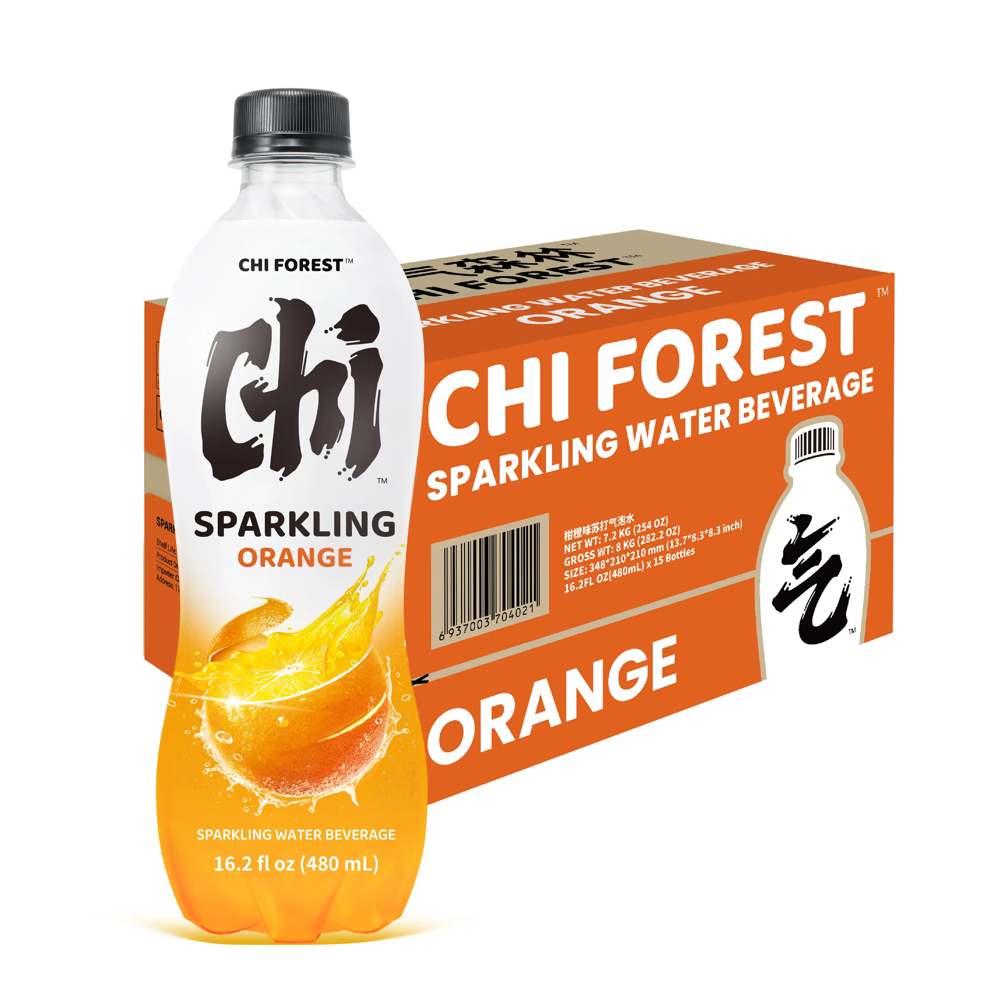 CHI FOREST Orange Sparkling Water (16.2 fl oz* 15 Bottles)