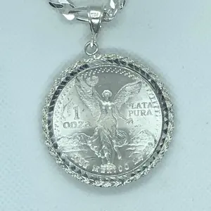 Centenario with 24” Figaro Necklace (.925 PURE SILVER)