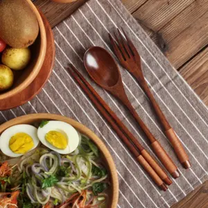 Japanese Line Spoon Fork Chopstick Set, Tableware Kit, Eco-Friendly Cutlery, Travel Friendly, Perfect Gift for Holidays