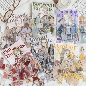 240 Minimalist White Ink Sticker Pack Featuring Watercolour Girls, Plants Flowers, Various Pattern Themes, Minimalist Style, PET Waterproof Material, Self Adhesive, DIY Journal Decoration, Scrapbook Notebook Material Sticker Pack