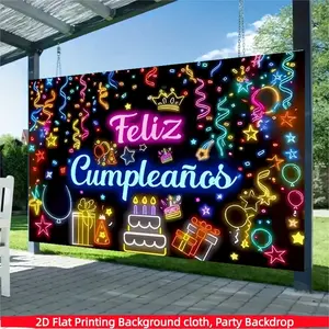Colorful Spanish Happy Birthday Banner, Polyester Fabric, Party Decoration, Home Decor, Wall Art, Photography Backdrop, Gift Idea