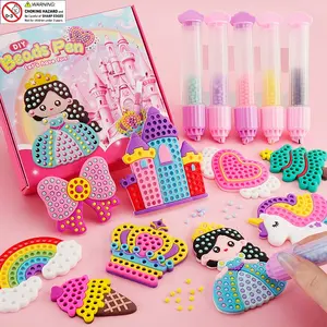 Children Bead Art Set, 5-8 Years Drawing Kit, 6-12 Years Beaded Pen Craft Set, Kids Gemstone Painting Set, Easy DIY Mosaic Handmade, Creative Craft Kit, DIY Beads
