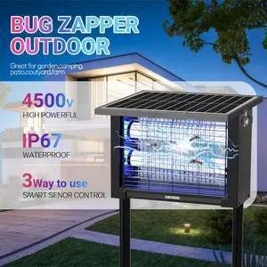 Edrogood Bug Zapper Outdoor Solar Powered,Mosquito Zapper Indoor with 4500V High Powered, Electric Fly Zapper with GroundingBracket, Rechargeable Waterproof Mosquito Killer, Fly Zapper, MosquitoKiller, Electric Trap Ideal for Patio,Backyard