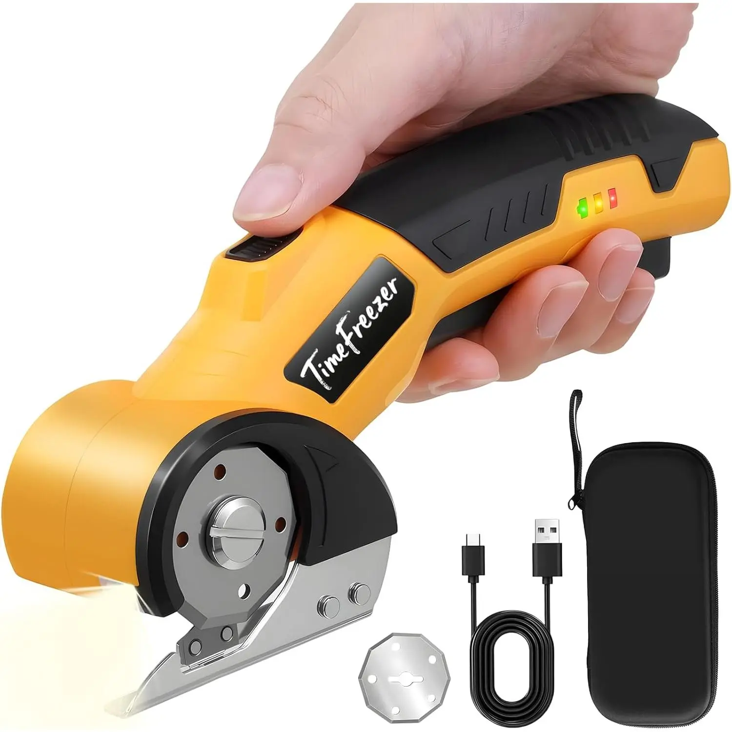 Electric Box Cutter for Cardboard, 6mm Cordless Rechargeable Power Scissors with LED Display, Lightweight for Crafts, Fabric, Plastic, Leather, Carpet, Paper & Packaging
